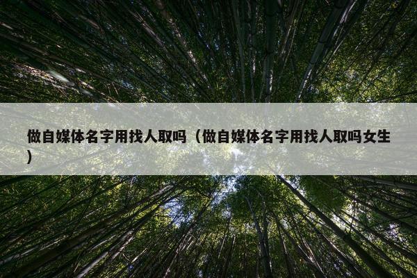 做自媒体名字用找人取吗（做自媒体名字用找人取吗女生）