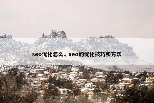 seo优化怎么，seo的优化技巧和方法