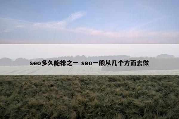 seo多久能排之一 seo一般从几个方面去做