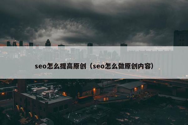 seo怎么提高原创（seo怎么做原创内容）