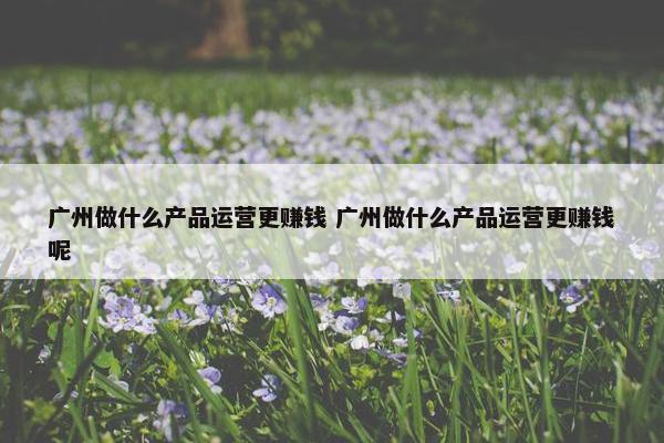 广州做什么产品运营更赚钱 广州做什么产品运营更赚钱呢