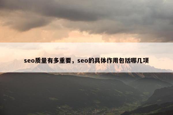 seo质量有多重要，seo的具体作用包括哪几项