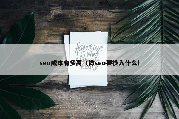 seo成本有多高（做seo要投入什么）