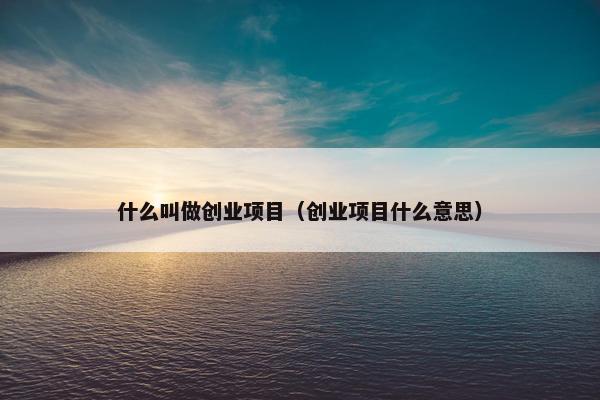 什么叫做创业项目（创业项目什么意思）