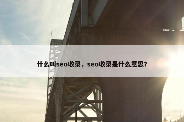 什么叫seo收录，seo收录是什么意思?