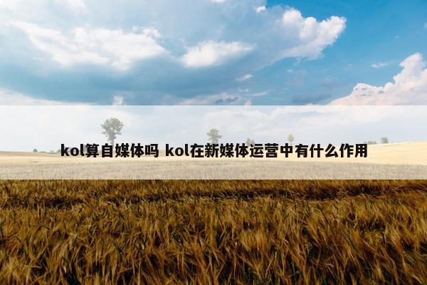 kol算自媒体吗 kol在新媒体运营中有什么作用