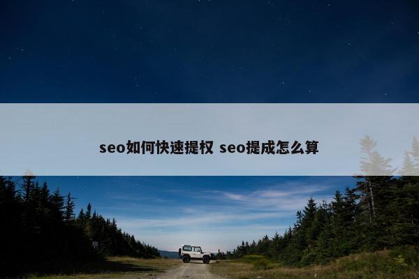 seo如何快速提权 seo提成怎么算