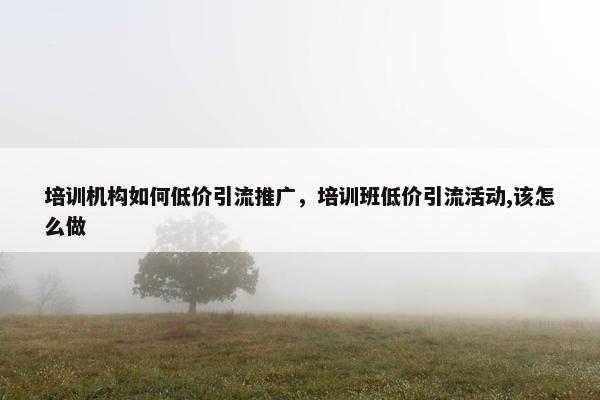 培训机构如何低价引流推广，培训班低价引流活动,该怎么做