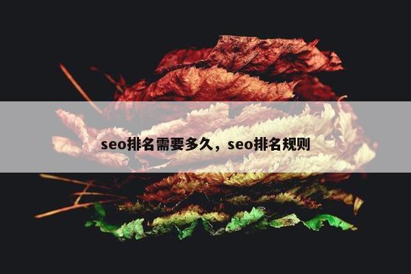 seo排名需要多久，seo排名规则