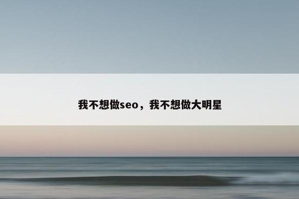 我不想做seo，我不想做大明星