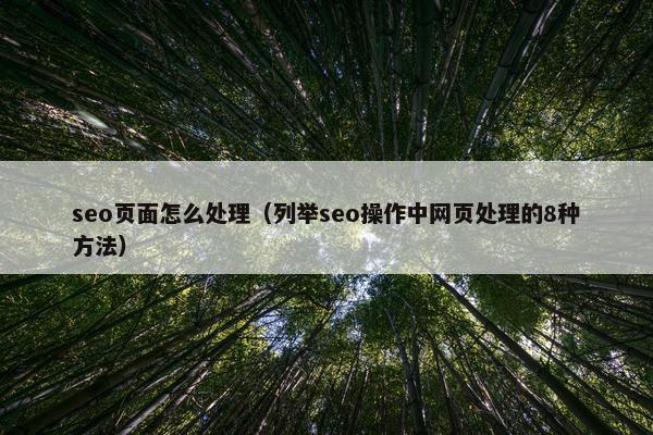 seo页面怎么处理（列举seo操作中网页处理的8种方法）