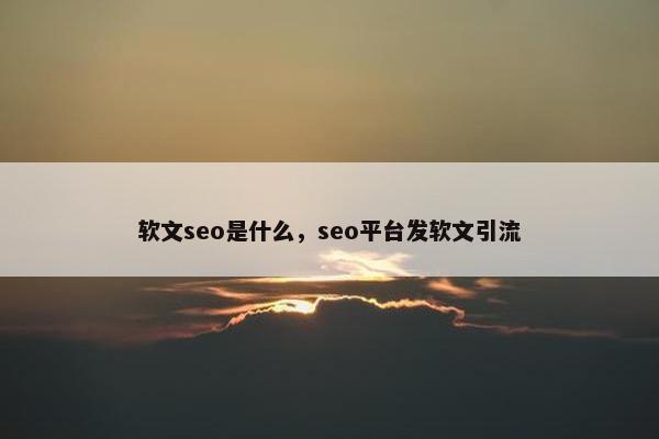 软文seo是什么，seo平台发软文引流