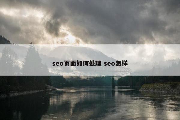 seo页面如何处理 seo怎样