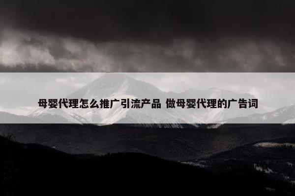 母婴代理怎么推广引流产品 做母婴代理的广告词