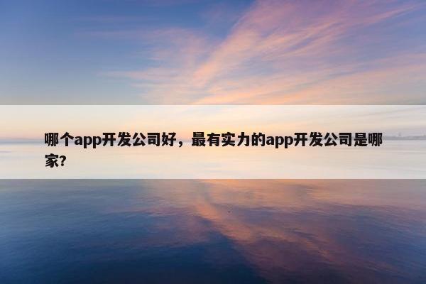 哪个app开发公司好，最有实力的app开发公司是哪家?