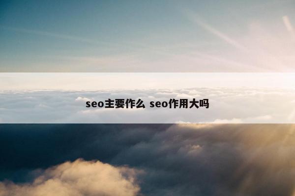 seo主要作么 seo作用大吗