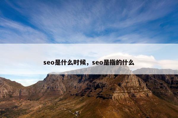 seo是什么时候，seo是指的什么