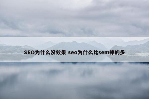 SEO为什么没效果 seo为什么比sem挣的多