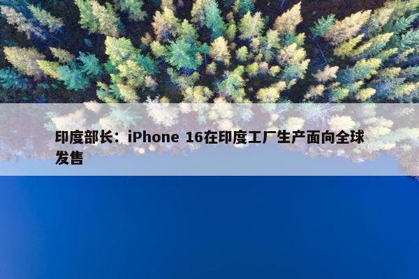 印度部长：iPhone 16在印度工厂生产面向全球发售