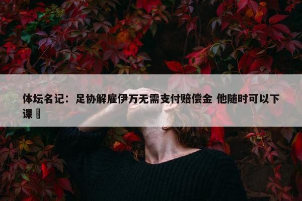 体坛名记：足协解雇伊万无需支付赔偿金 他随时可以下课 