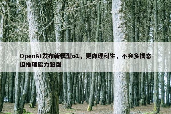 OpenAI发布新模型o1，更像理科生，不会多模态但推理能力超强