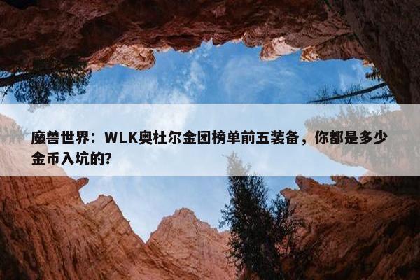 魔兽世界：WLK奥杜尔金团榜单前五装备，你都是多少金币入坑的？