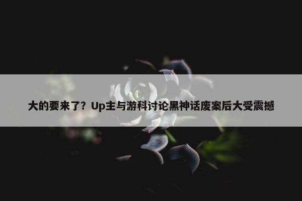 大的要来了？Up主与游科讨论黑神话废案后大受震撼