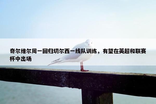 奇尔维尔周一回归切尔西一线队训练，有望在英超和联赛杯中出场