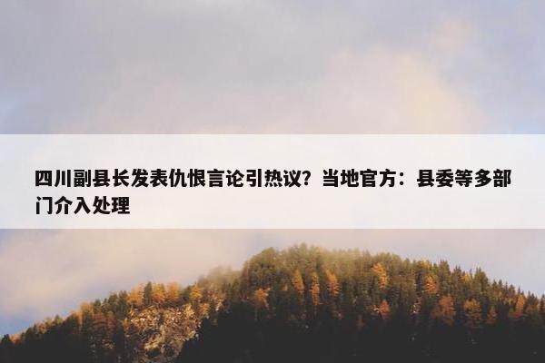 四川副县长发表仇恨言论引热议？当地官方：县委等多部门介入处理