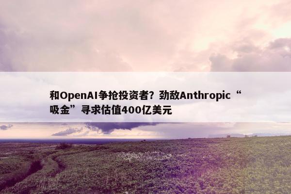 和OpenAI争抢投资者？劲敌Anthropic“吸金”寻求估值400亿美元