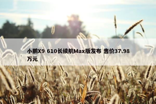 小鹏X9 610长续航Max版发布 售价37.98万元