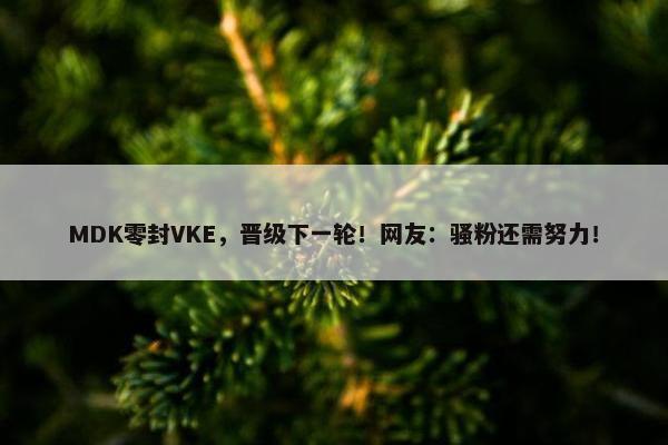 MDK零封VKE，晋级下一轮！网友：骚粉还需努力！