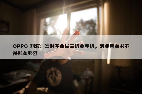 OPPO 刘波：暂时不会做三折叠手机，消费者需求不是那么强烈