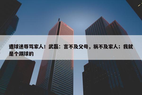 遭球迷辱骂家人！武磊：言不及父母，祸不及家人；我就是个踢球的