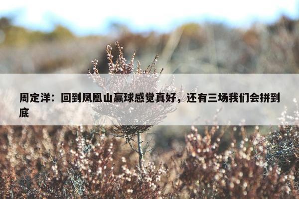 周定洋：回到凤凰山赢球感觉真好，还有三场我们会拼到底