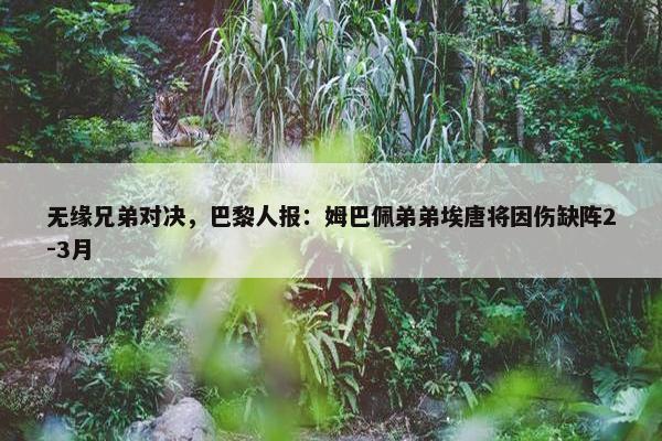 无缘兄弟对决，巴黎人报：姆巴佩弟弟埃唐将因伤缺阵2-3月