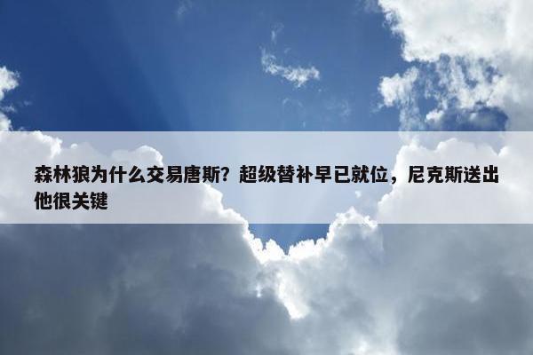 森林狼为什么交易唐斯？超级替补早已就位，尼克斯送出他很关键