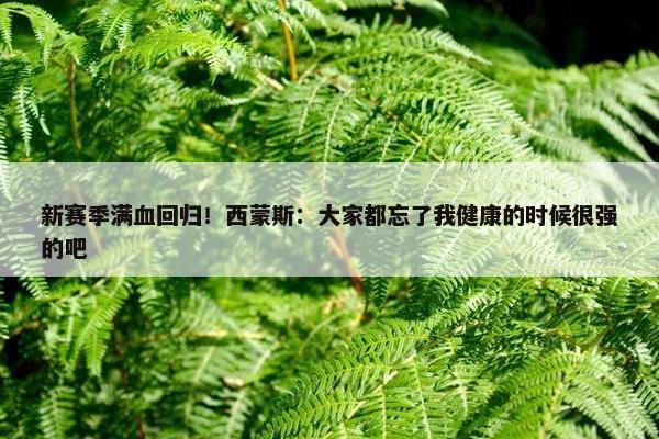 新赛季满血回归！西蒙斯：大家都忘了我健康的时候很强的吧