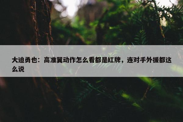 大迫勇也：高准翼动作怎么看都是红牌，连对手外援都这么说