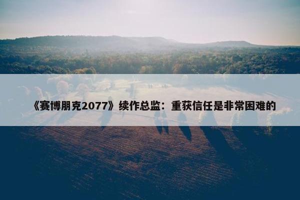 《赛博朋克2077》续作总监：重获信任是非常困难的