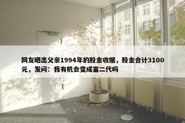 网友晒出父亲1994年的股金收据，股金合计3100元，发问：我有机会变成富二代吗