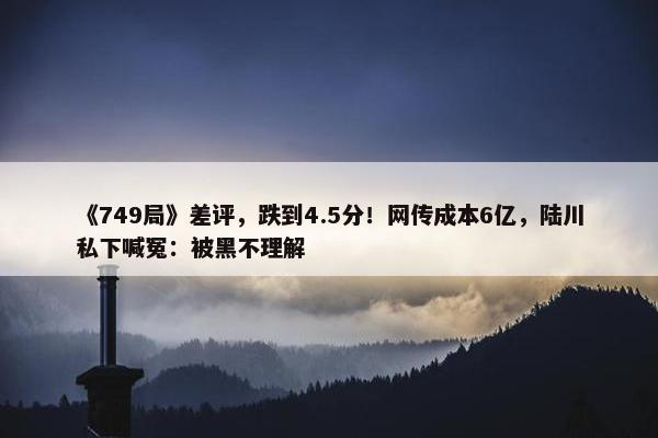 《749局》差评，跌到4.5分！网传成本6亿，陆川私下喊冤：被黑不理解