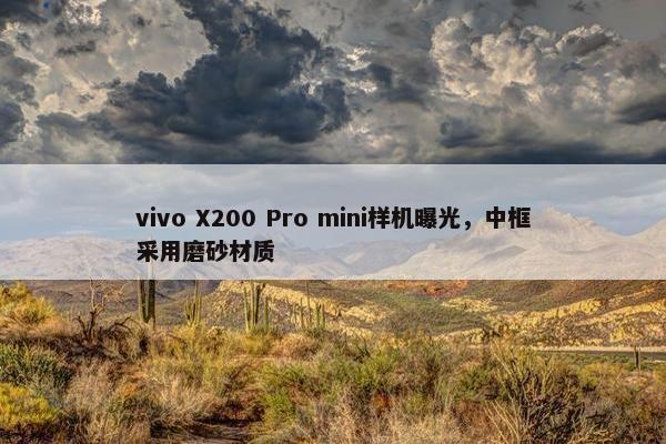 vivo X200 Pro mini样机曝光，中框采用磨砂材质