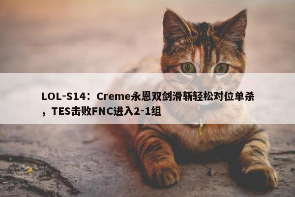 LOL-S14：Creme永恩双剑滑斩轻松对位单杀，TES击败FNC进入2-1组