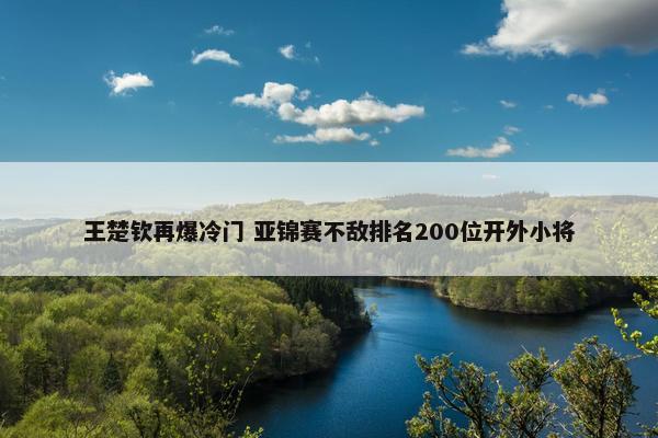 王楚钦再爆冷门 亚锦赛不敌排名200位开外小将