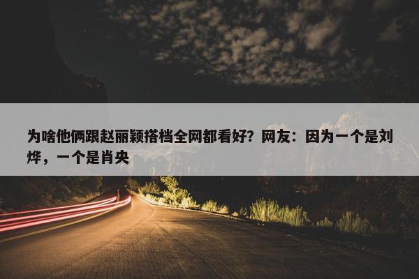 为啥他俩跟赵丽颖搭档全网都看好？网友：因为一个是刘烨，一个是肖央