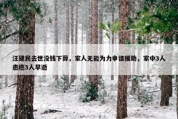 汪建民去世没钱下葬，家人无能为力申请援助，家中3人患癌3人早逝