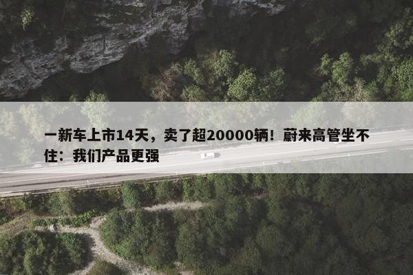 一新车上市14天，卖了超20000辆！蔚来高管坐不住：我们产品更强