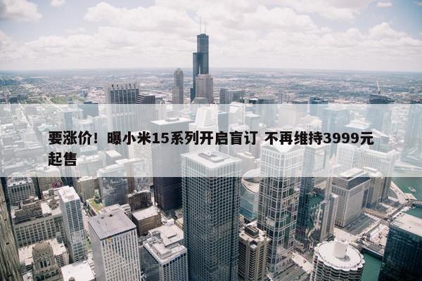 要涨价！曝小米15系列开启盲订 不再维持3999元起售