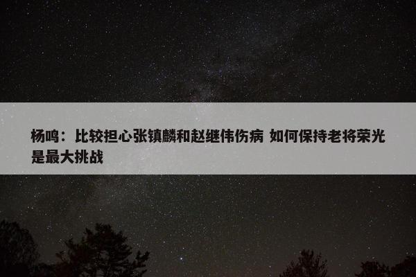 杨鸣：比较担心张镇麟和赵继伟伤病 如何保持老将荣光是最大挑战